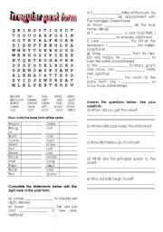 English Worksheet: irregular past