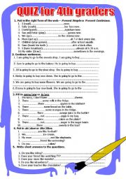 English Worksheet: QUIZ for 4th graders