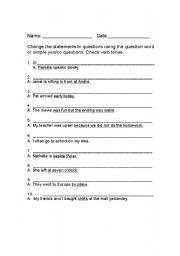 English worksheet: How to form questions