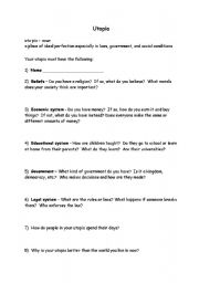 English Worksheet: Building a Utopia worksheet