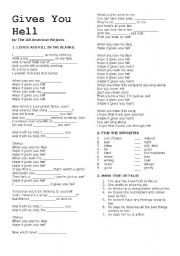 English worksheet: Gives You Hell