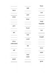 English worksheet: Irregular Verbs revision