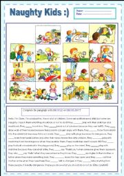 English Worksheet: SHOULD & SHOULDNT - NAUGHTY KIDS  :)