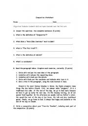 English Worksheet: Writing a Composition 