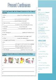 English Worksheet: Present Continuous Exercises