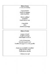 English worksheet: menu