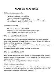 English Worksheet: Traditional British Food