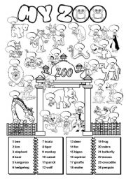 English Worksheet: My Zoo