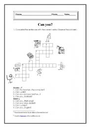 English worksheet: Can you?