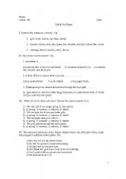 English worksheet: 7th grade test paper