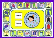 English Worksheet: WHATS IN THE WARDROBE? - BOARD GAME (PART 1)