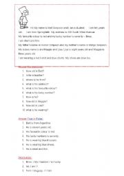 English worksheet: READING