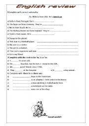 English worksheet: english review