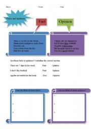 English Worksheet: facts and opinions.