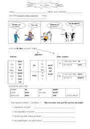 English Worksheet: THE AUXILIARY DO / DOES