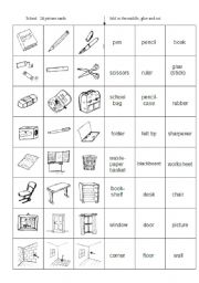 English Worksheet: School  Picture Cards