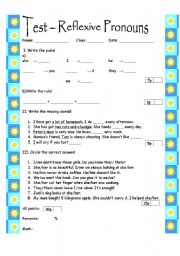 English Worksheet: Reflexive Pronouns- test