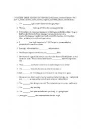 English Worksheet: modals