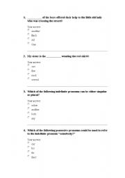 English Worksheet: indefinate pronoun test