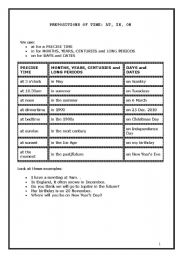 English Worksheet: PREPOSITIONS OF TIME