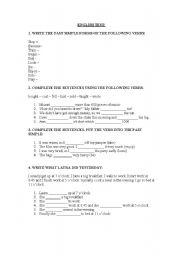 English worksheet: PAST SIMPLE TEST