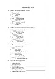 English Worksheet: to be revision