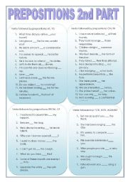 Prepositions 2nd part     verbs and prepositions