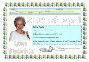 English worksheet: Happy Birthday, Queen Elizabeth!