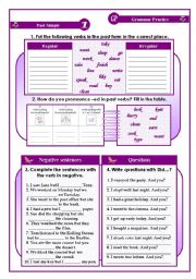 grammar practice sheet - past simple