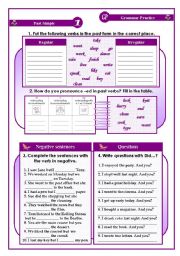 English Worksheet: grammar practice sheet - past simple