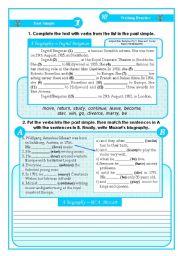 English Worksheet: writing practice sheet - past simple