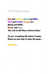 English Worksheet: The Colour Song