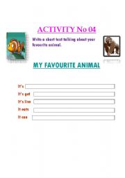 English worksheet: My favourite animal