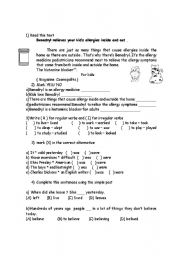 English worksheet: benadryl 