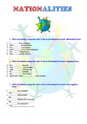 English worksheet: Nationalities