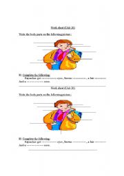 English worksheet: worksheet about the body parts