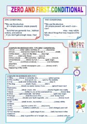 English Worksheet: ZERO AND FIRST CONDITIONAL 