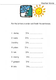 English worksheet: Weather words