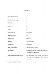 English Worksheet: lesson plan 