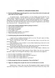 English Worksheet: Degres of Comparison EXercises I