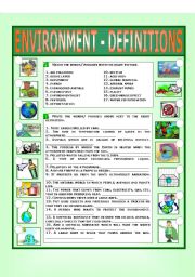 English Worksheet: Environment - Definitions