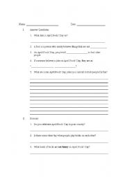 English Worksheet: April Fools Day