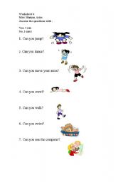 English Worksheet: can you............................?