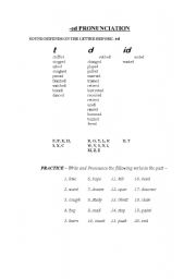 English worksheet: -ed Pronunciation