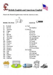 English Worksheet: british english v american english