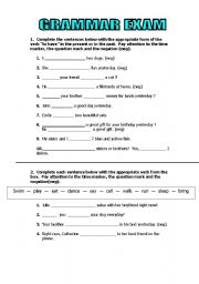 English Worksheet: GENERAL GRAMMAR EXAM (various grammar points)