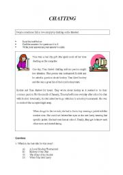 English Worksheet: CHATTING: Reading comprehension