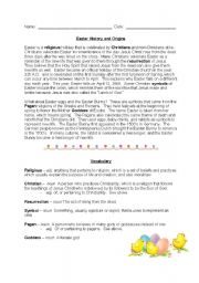 English Worksheet: History and Origin of Easter