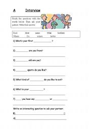 English worksheet: Pair interview