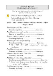 English Worksheet: Annie Get Your Gun - comparisons